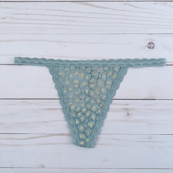 Victorias Secret Panties XS G-String Green Gold Animal Print 489 - Picture 1 of 2
